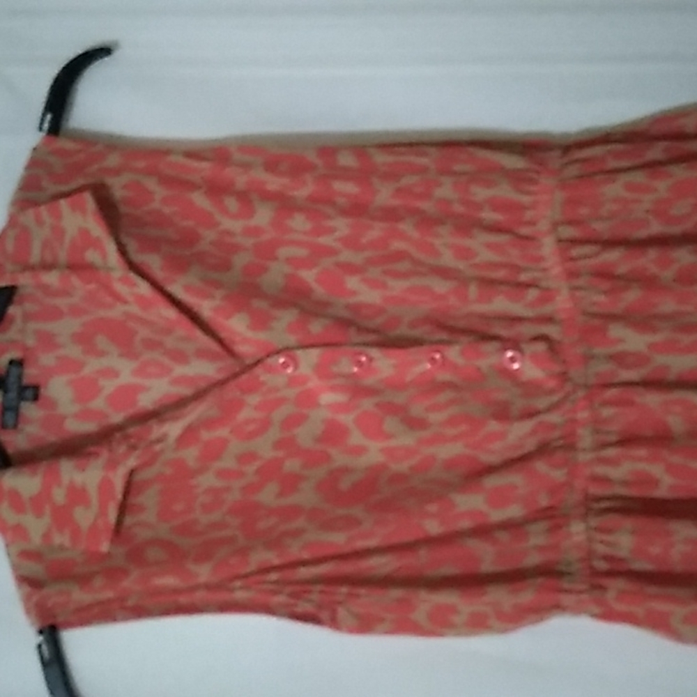 Bebop Beige and Red 4 Button Dress